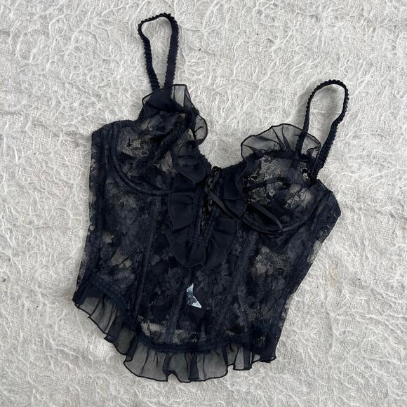American Vintage Other - Vintage Black Lace Bustier Corset Top – Size 34